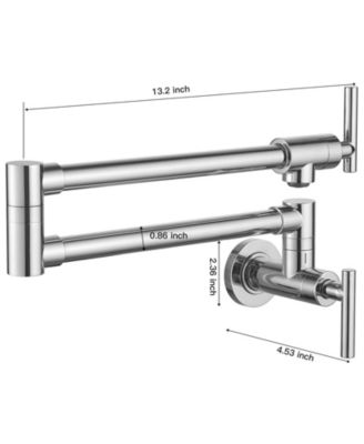 Wall Mount Double-Handle Dual Joint Swing Arm Pot Filler Faucet