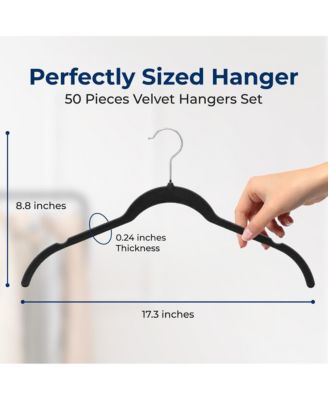 50-Piece Velvet Shirt Hangers - Non-Slip, Sturdy, Space Saving and Heavy Duty Coat Set with 360&amp;#xB0; Swivel Hook for Clothes (Black)