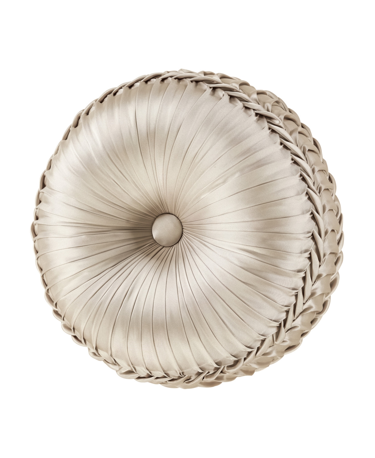 J Queen New York Pecora Tufted Round Decorative Pillow, 15" Round In White