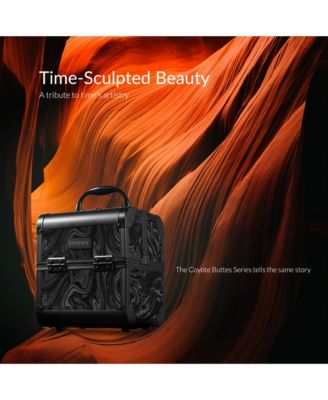 Rolling Nail Table & Makeup Case Kit Cosmetic Organizer Aluminum Black