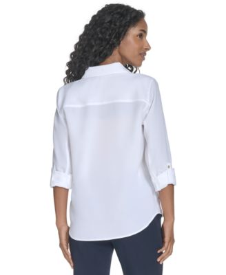 Women's Slim-Fit Roll-Tab-Sleeve Shirt