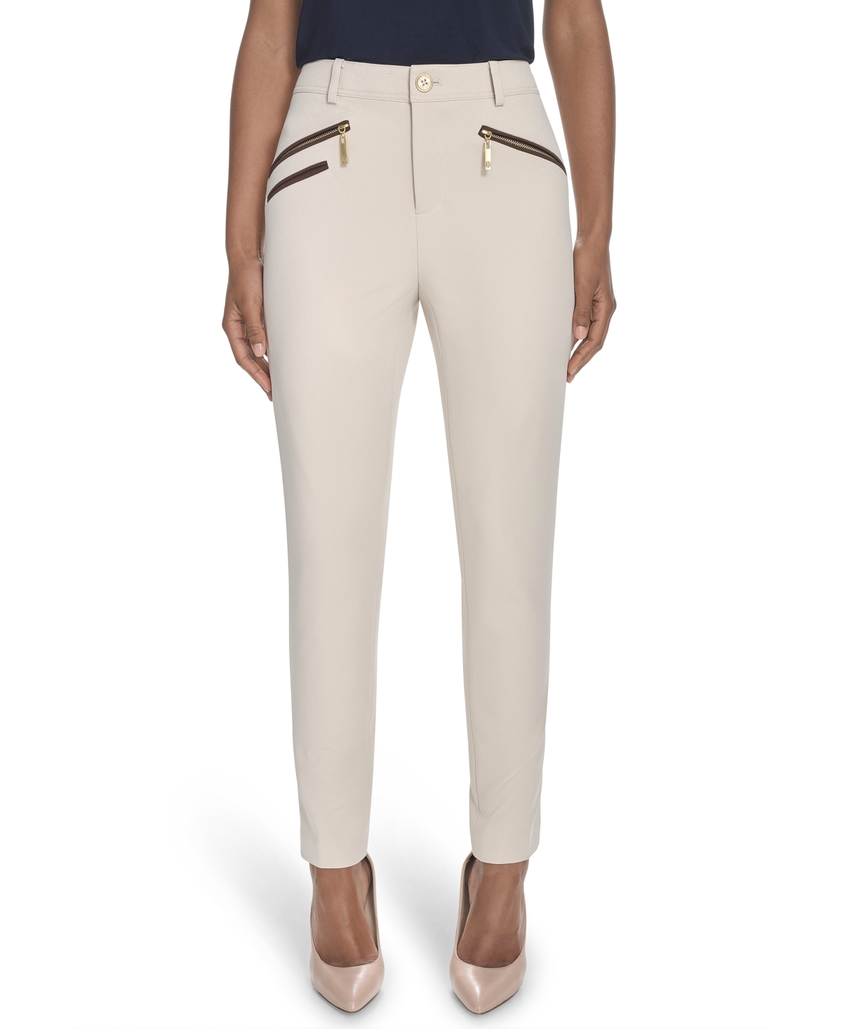 Tommy Hilfiger Women's Mid-rise Slim-fit Ankle Pants In Neutral