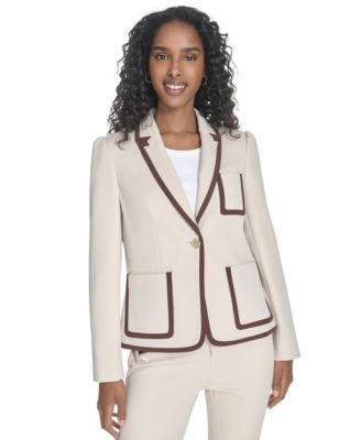 Tommy Hilfiger - Women's Contrast-Trim One-Button Blazer