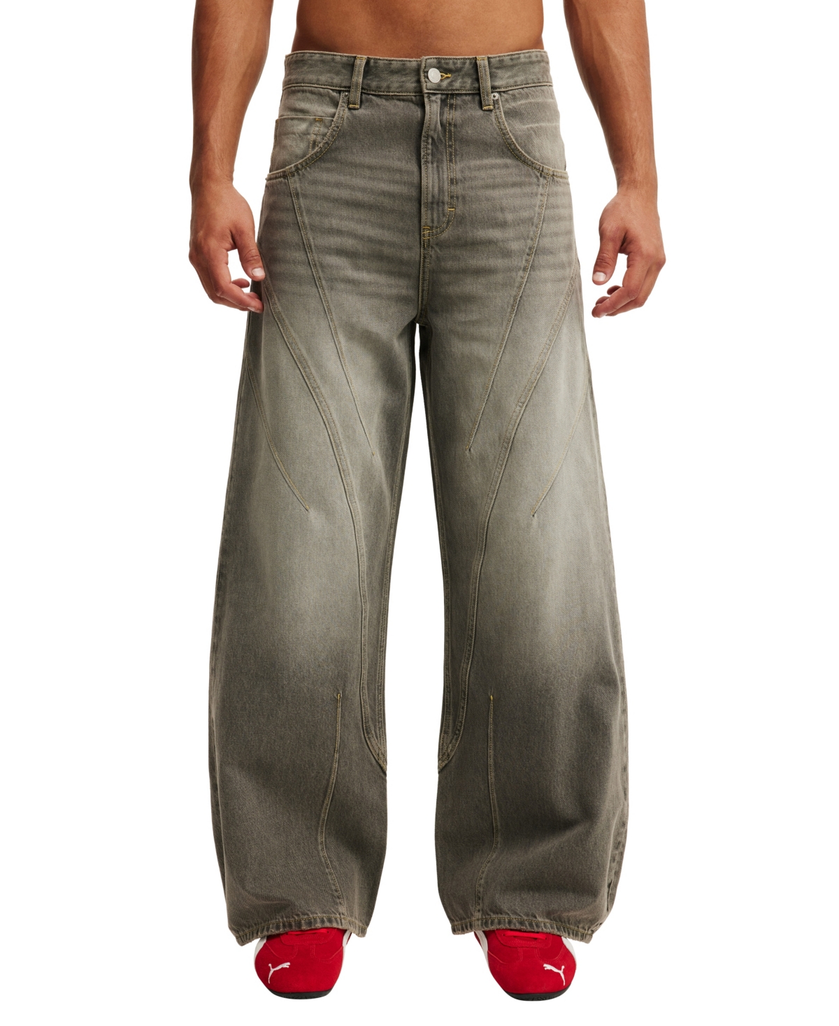 Men's Super Baggy Balloon Jeans - Seam steel gray