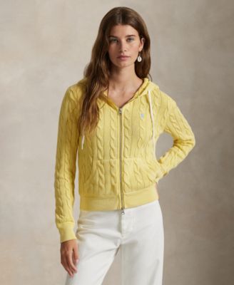 Polo Ralph Lauren - Women's Cable-Knit Cotton Full-Zip Hoodie Sweatshirt