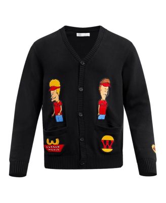 Men's Black Beavis and Butt-Head Burger World Cardigan