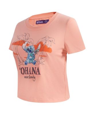 Women's Light Pink Lilo and Stitch Ohana Baby Doll T-Shirt