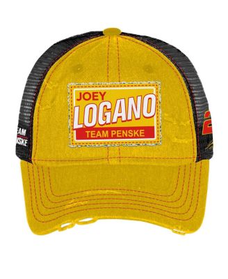 Men's and Women's Yellow Joey Logano Vintage Patch Trucker Adjustable Hat