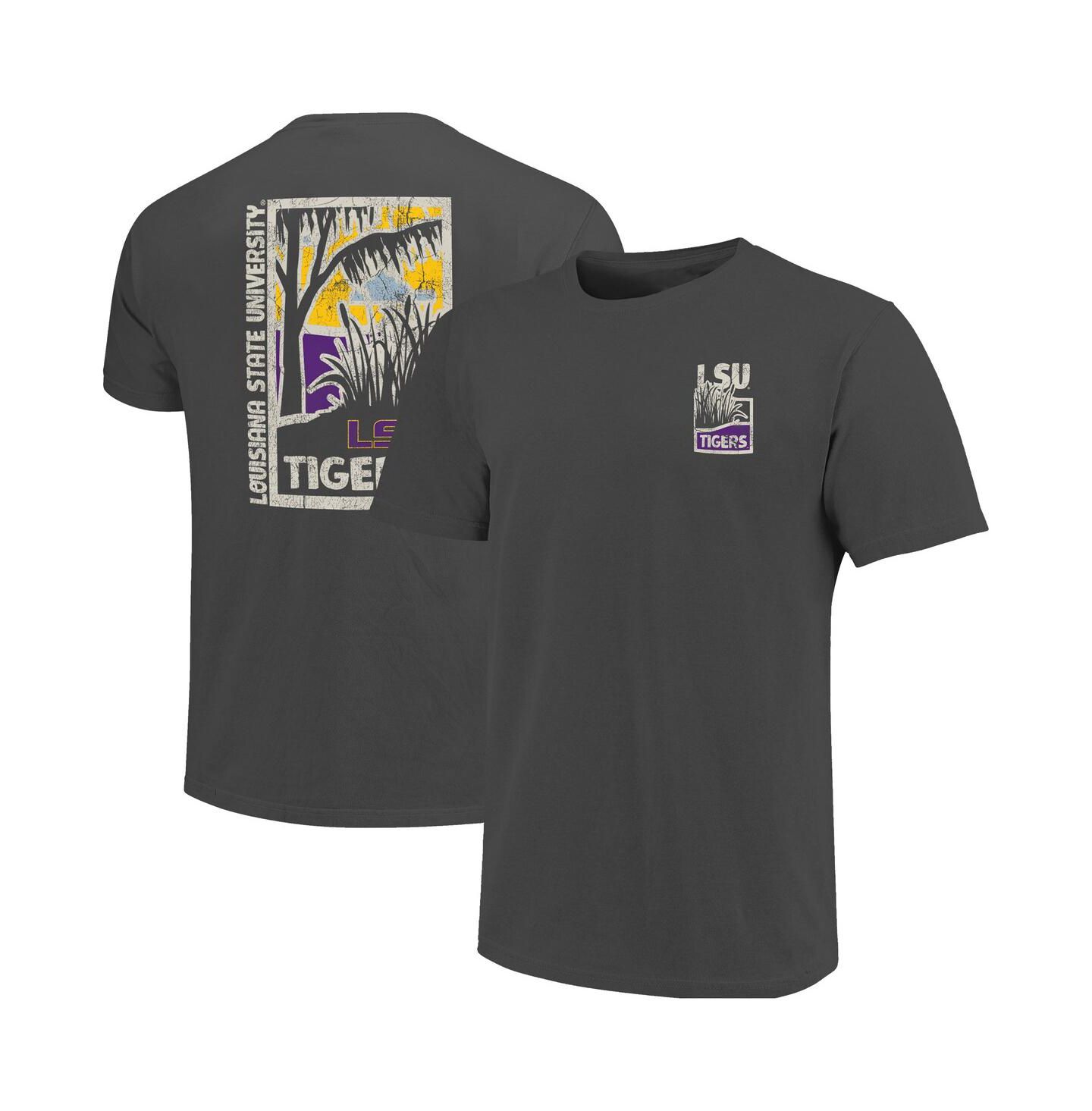 Мужская футболка Image One Graphite LSU Tigers Comfort Colors Minimalist Distressed Vista — фото 1