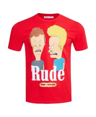 Men's and Women's Red Beavis and Head Rude T-Shirt