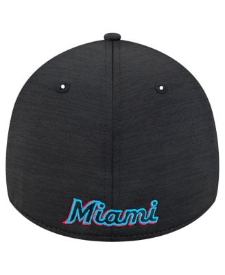 Men's Black Miami Marlins Tech 39THIRTY Flex Hat