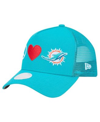 New Era - Women's Aqua Miami Dolphins Peace Love Trucker 9FORTY Adjustable Hat