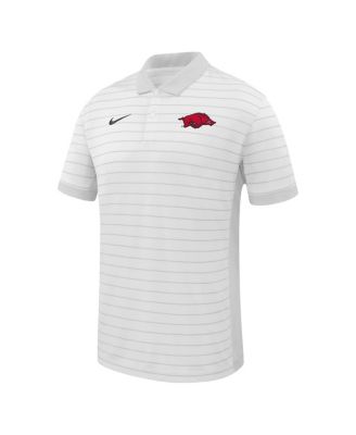 Men's White Arkansas Razorbacks 2025 Early Season Coaches Sideline Victory Stripe Performance Polo Shirt