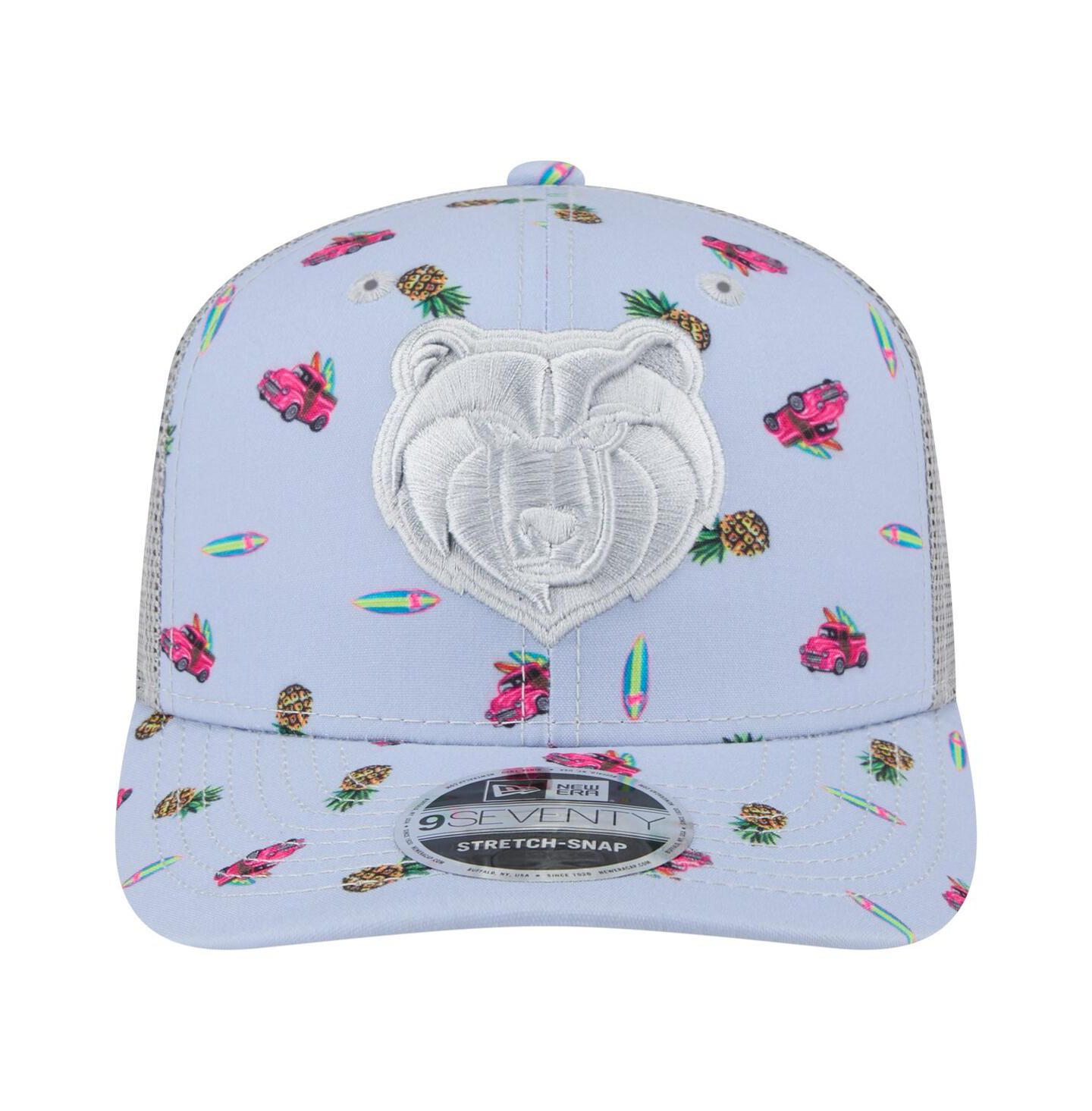 Мужской головной убор New Era Light Blue/Gray Memphis Grizzlies Adventure Aloha Pattern 9SEVENTY Stretch-Snap Hat — фото 2
