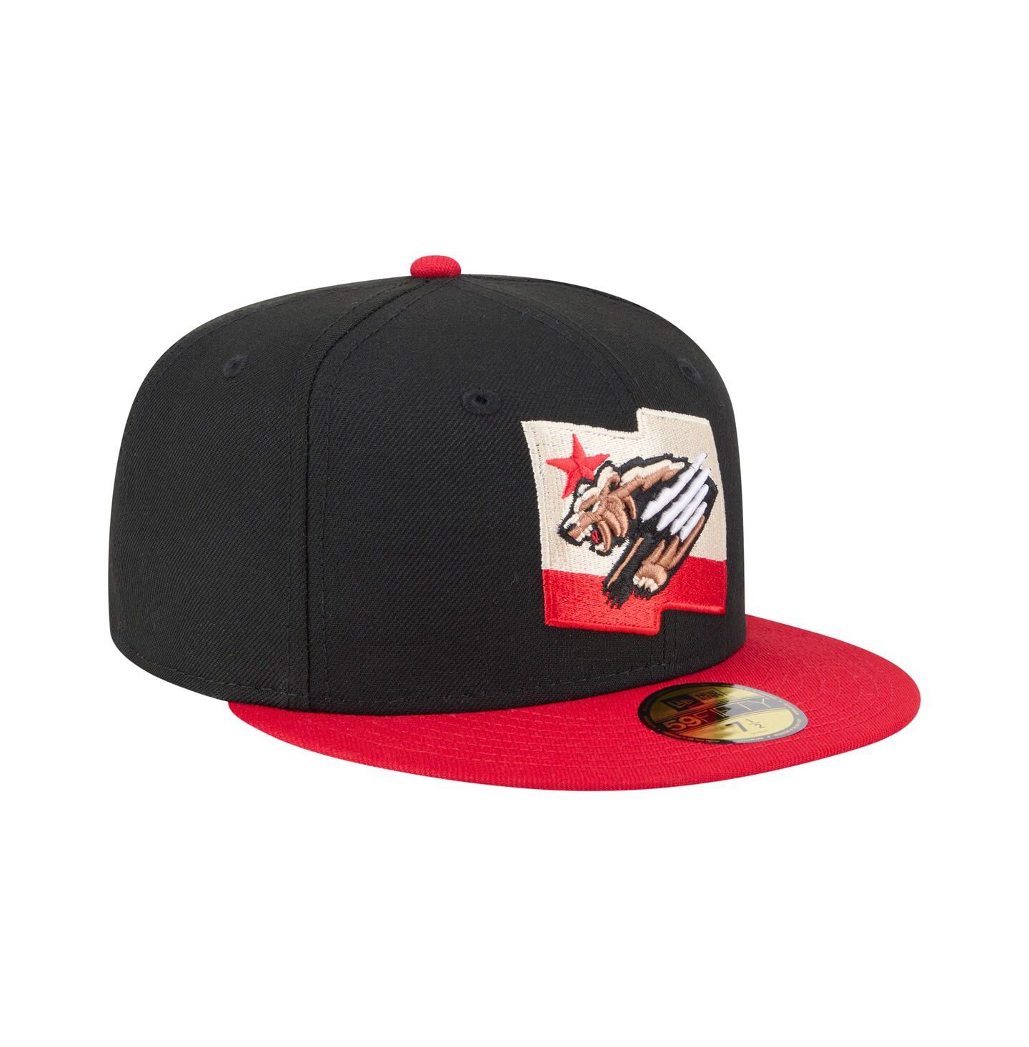 Мужская кепка New Era Black/Red Fresno Grizzlies Authentic Collection 59FIFTY Fitted Hat — фото 3