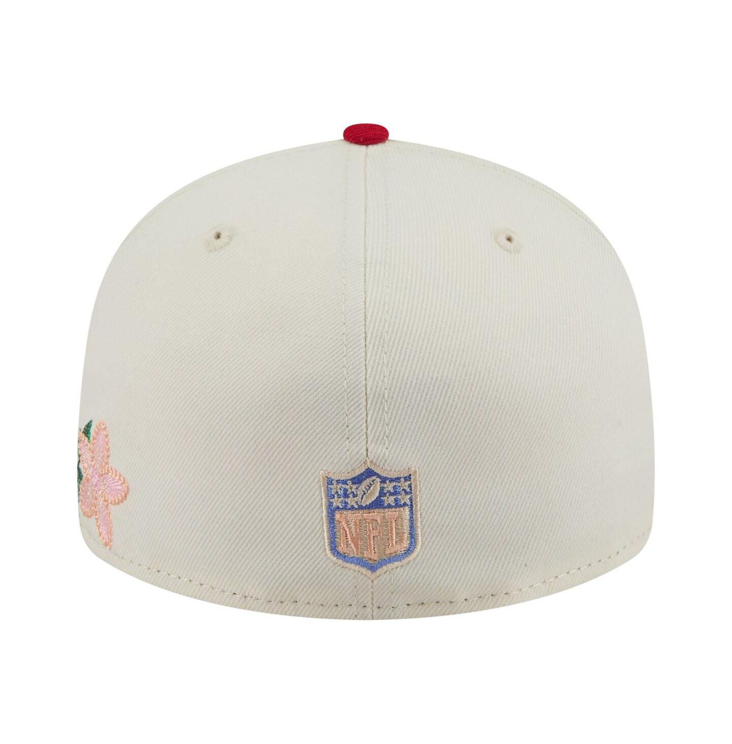 Мужская кепка New Era Cream/Scarlet San Francisco 49ers Tonal Floral 59FIFTY Fitted Hat — фото 4