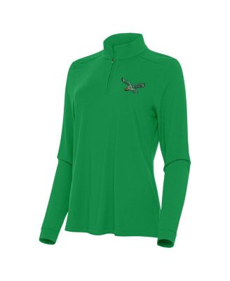 Antigua - Women's Kelly Green Philadelphia Eagles Intent Quarter-Zip Sweatshirt