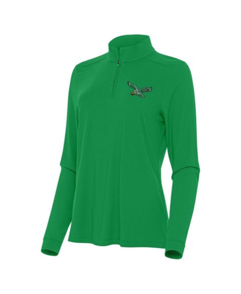 Женская толстовка Antigua Kelly Green Philadelphia Eagles Intent Quarter-Zip