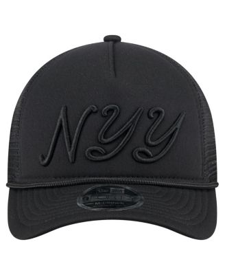 Men's Black New York Yankees City Initial 9FORTY A-Frame M-Crown Adjustable Trucker Hat