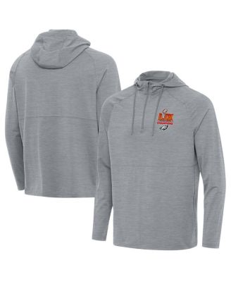 Antigua - Men's Heather Gray Philadelphia Eagles Super Bowl LIX Champions Spikes Quarter-Zip Hoodie