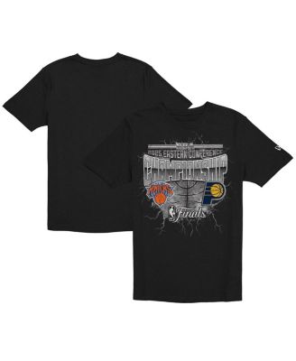 New Era - Men's Black Indiana Pacers vs. New York Knicks 2025 Eastern Conference Finals Matchup Distressed Graphic T-Shirt