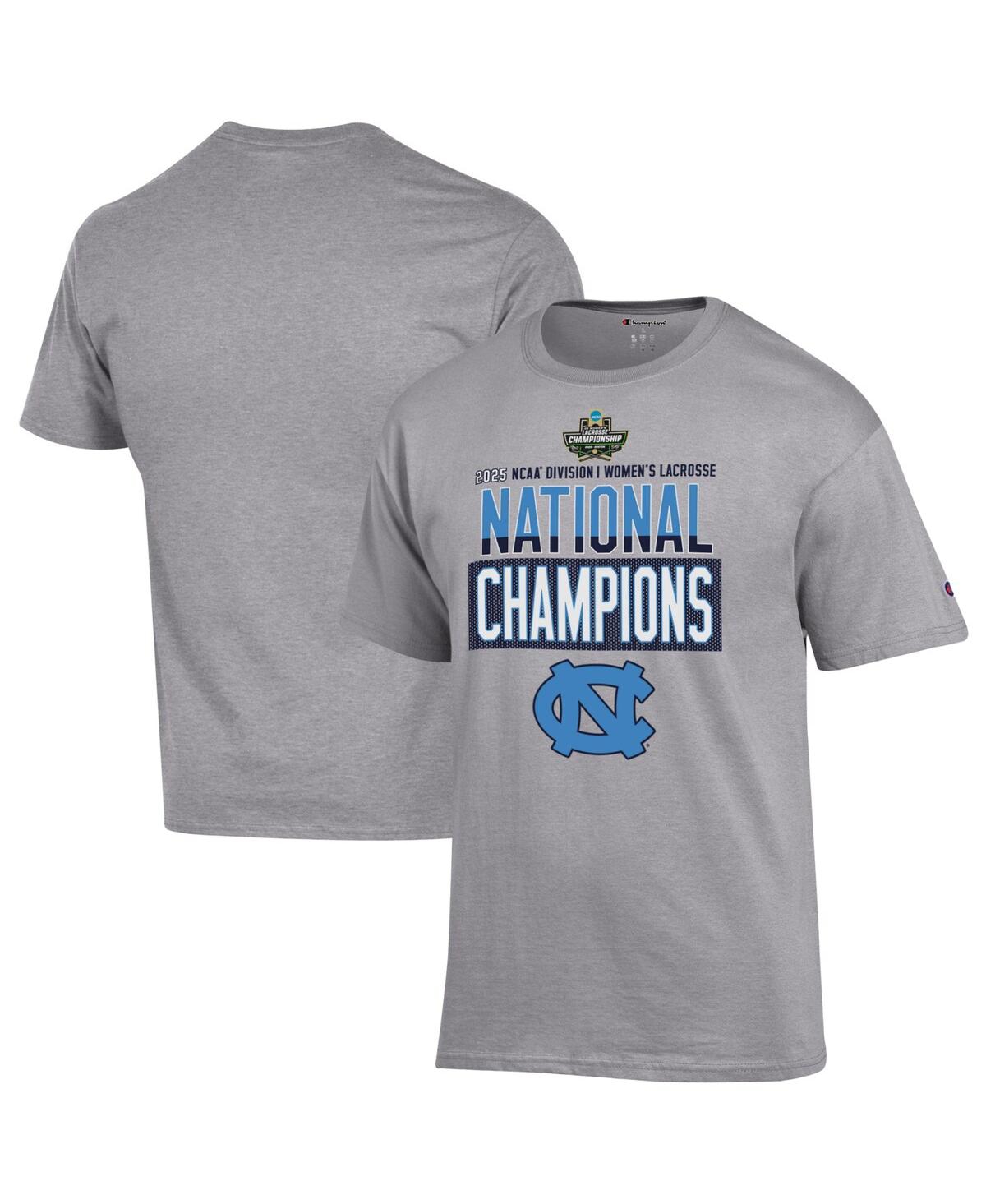 Men's and Women's Gray North Carolina Tar Heels 2025 Ncaa Women's Lacrosse National Champions Locker Room T-Shirt - Gray
