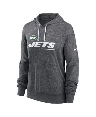 Women's Heather Charcoal New York Jets Team Spirit Gym Vintage Lightweight Hoodie Top