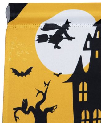 Haunted House with Flying Witch Halloween Outdoor Garden Flag, 18" x 12.5"