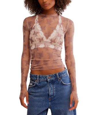 Free People - Women's Two-Tone Mesh Top