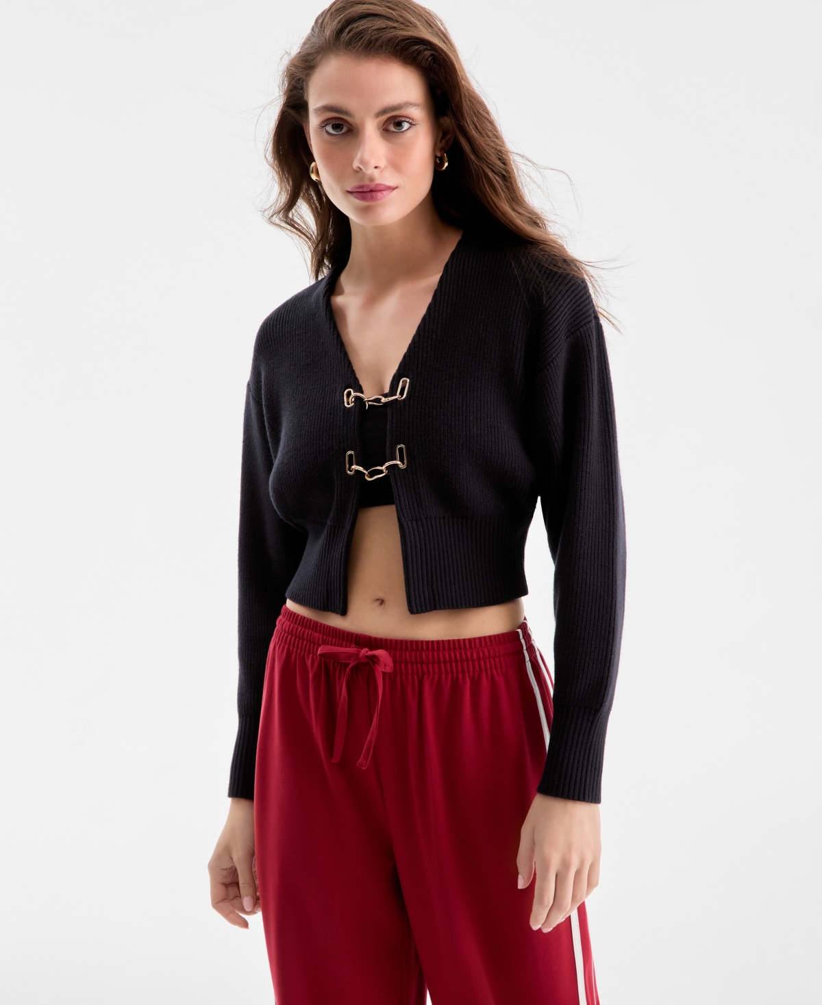 Bar Iii Women's Long-Sleeve Hardware Cardigan, Exclusively at Macy's