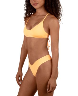 Hurley Juniors Crossback Bikini Top V Front Skimpy Bikini Bottoms In Yellow