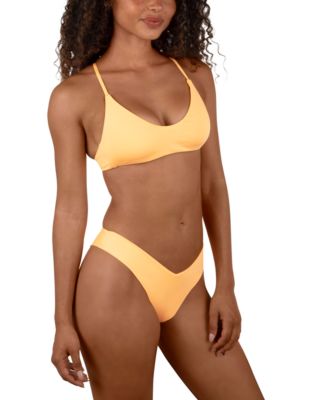 Hurley Juniors Crossback Bikini Top V Front Skimpy Bikini Bottoms In Yellow