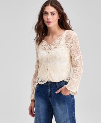 And Now This - Women's Lace Long-Sleeve Top