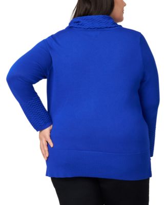 Plus Size Ribbed-Hem Cowl-Neck Sweater