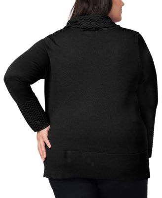 Plus Size Ribbed-Hem Cowl-Neck Sweater