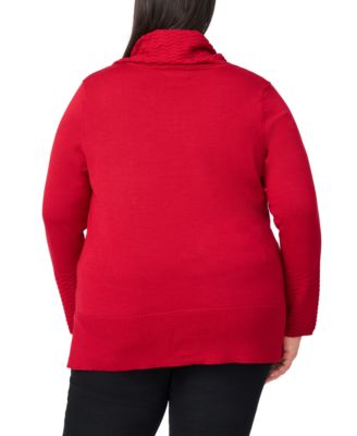 Plus Size Ribbed-Hem Cowl-Neck Sweater