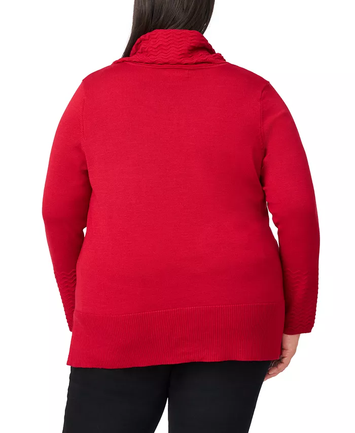 Plus Size Ribbed-Hem Cowl-Neck Sweater - thumbnail 7