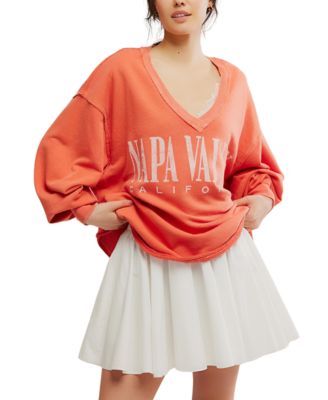 Free People - Women's Drop-Shoulder V-Neck Graphic Top
