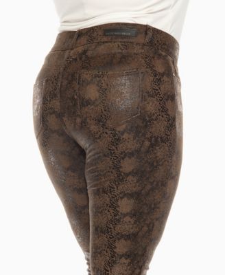 Plus Size Faux Suede Snake Print Pants