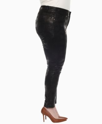 Plus Size Faux Suede Snake Print Pants