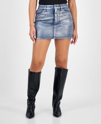 Women's Metallic Denim Skirt, Macy's Exclusive