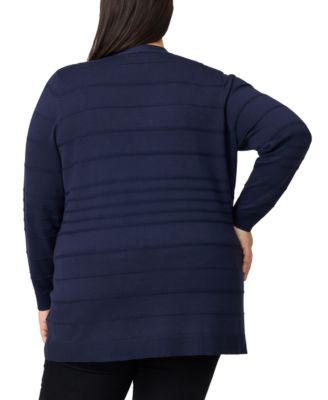 Plus Size Textured Stripe Cardigan Sweater