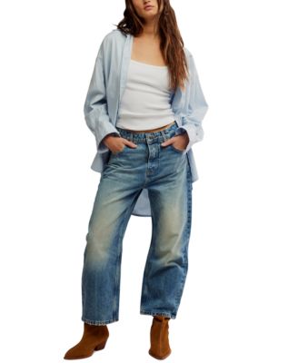 Free People - Women's Deep Trance Dropped Barrel-Leg Cotton Jeans