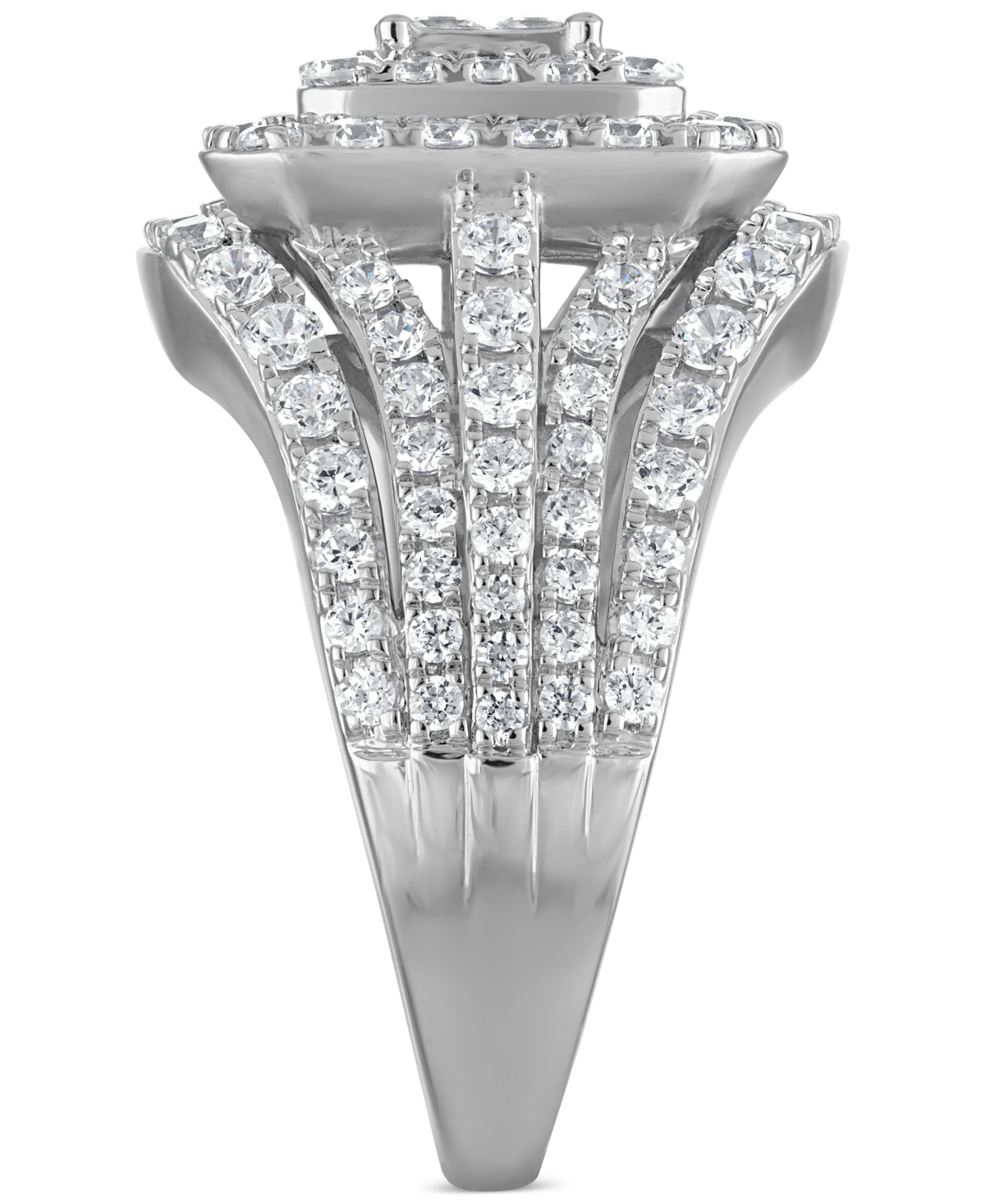 Macy's Diamond Princess Quad Halo Cluster Engagement Ring (2-1/4 Ct. T.w.) In 14k White Gold In Gold