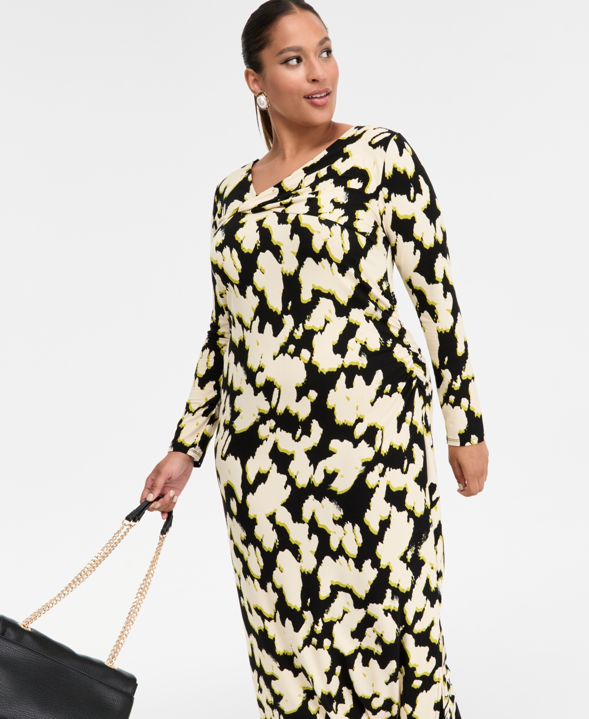 Inc International Concepts Plus Size Printed Crossover-neck Maxi Dress, Macy's Exclusive In Multi