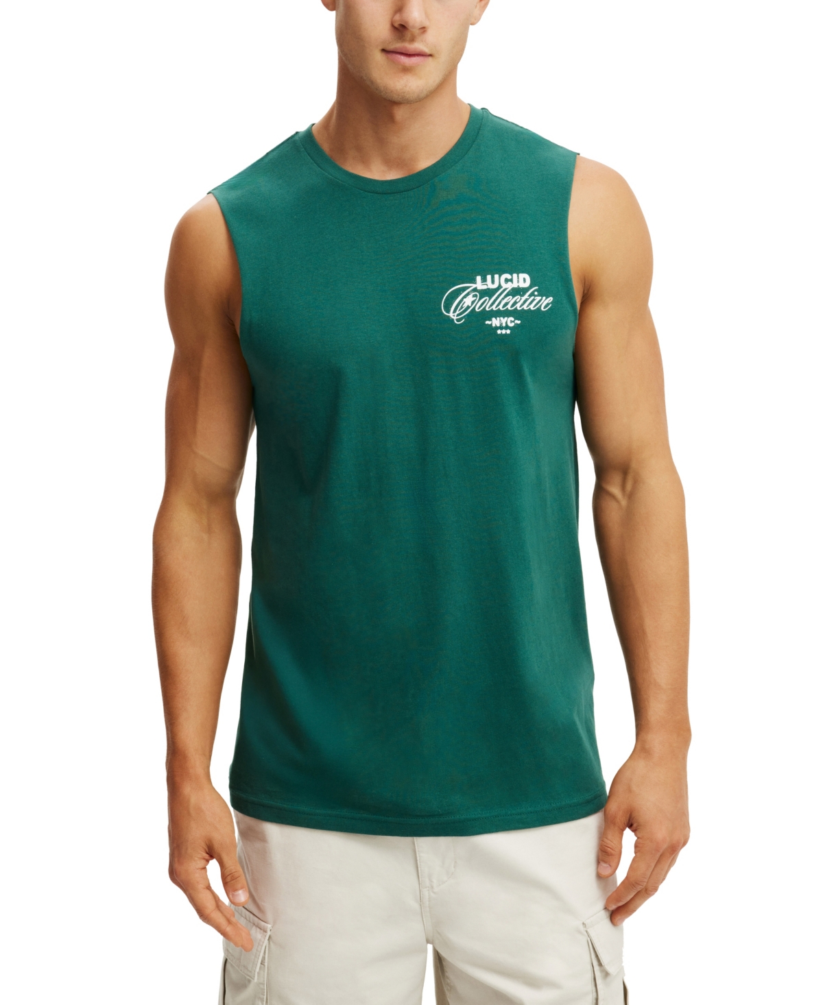 Men's Graphic Muscle Tank Top - Evergreen, Lucid collective grit