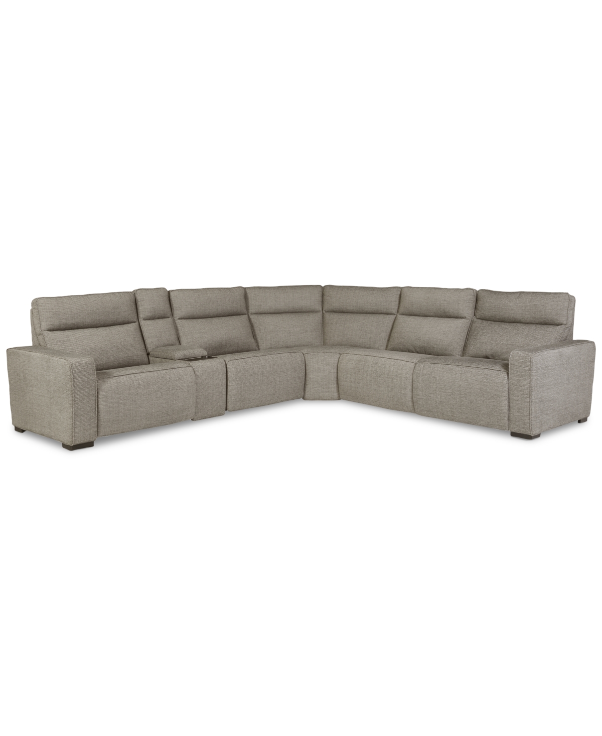 Macy's Miren 6-pc. Fabric Sectional With 3 Power Headrest Recliners With Console, Exclusively At  In Neutral