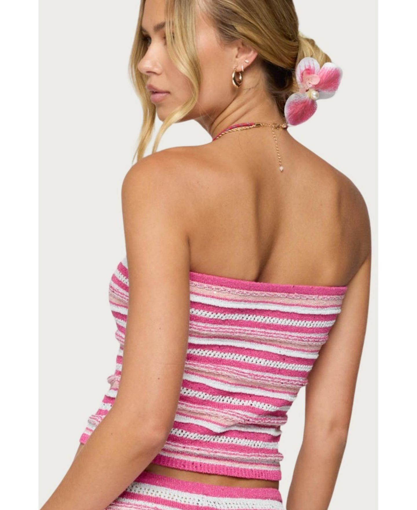 Женский топ Edikted Nola Striped Textured Knit Strapless, цвет: Mix — фото 3