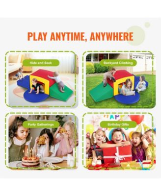 Kids 5 Piece Indoor Foam Climbing Toys Set with Tunnel Stairs and Ramp