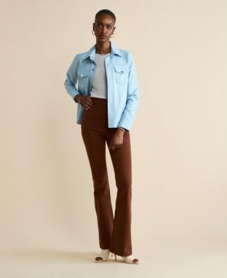 Women's Leather Shirt Jacket, Created For Macy's